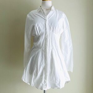 Elegant White Shirt Dress with Corset Design